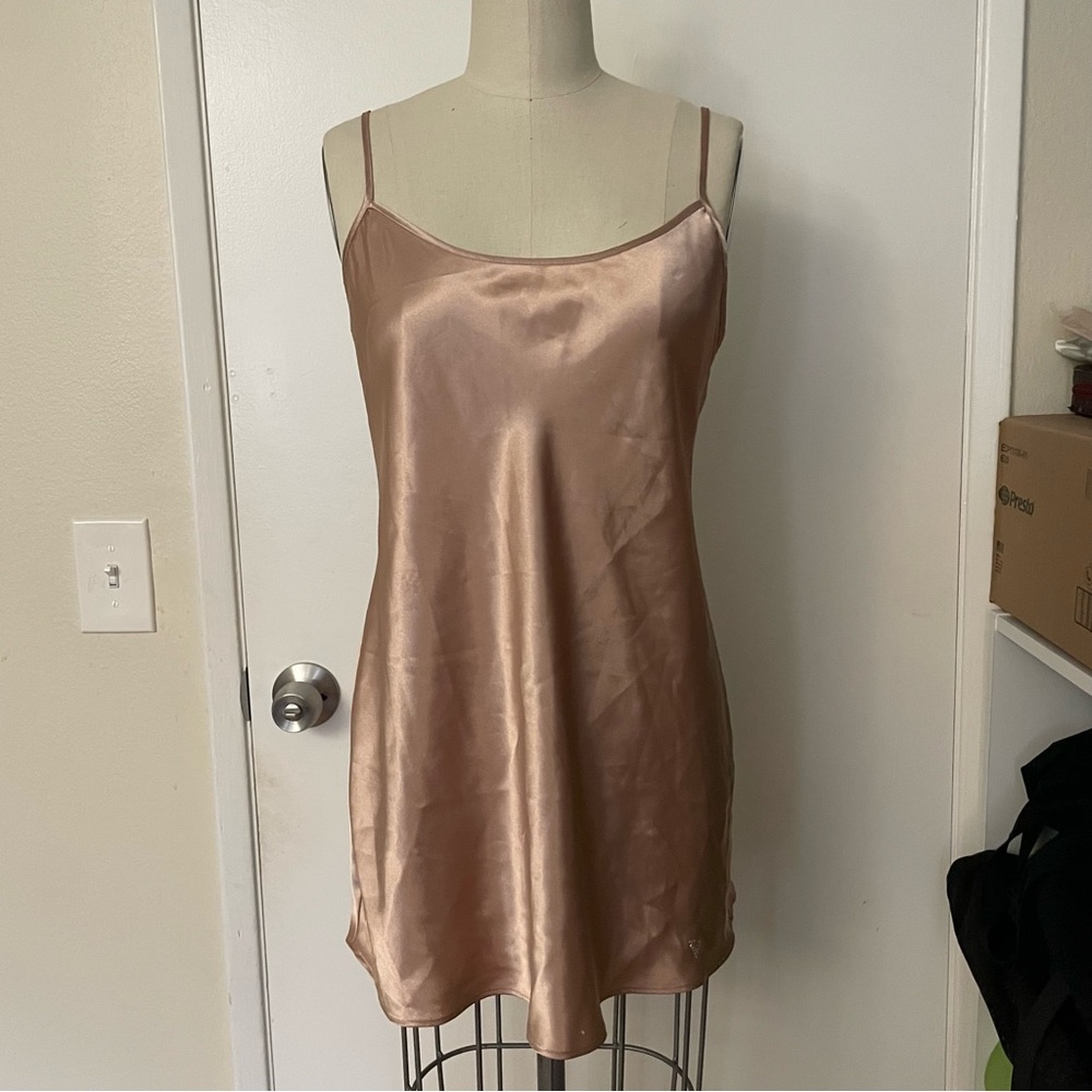 Victoria's Secret rose gold silk slip dress Size M